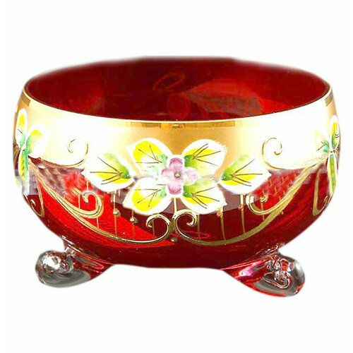 Конфетница 13 см на 3-х ножках Star Crystal Лепка красная 166170 3960₽