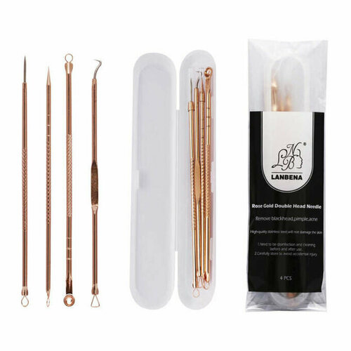 Набор инструментов для чистки лица 4 шт Цвет розовое золото Lanbena 550₽