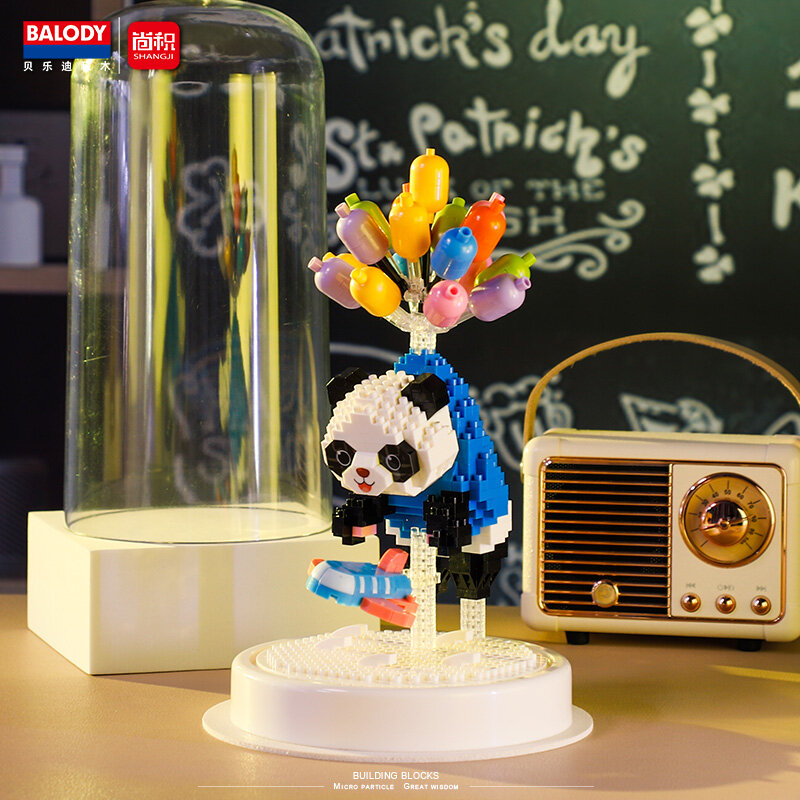 Конструктор 3D из миниблоков Balody Панда с шариками в колбе, 433 деталей - BA16348