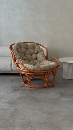 Изображение товара Кресло Папасан Челси из натурального ротанга 23/03 с подушкой, цвет коньяк