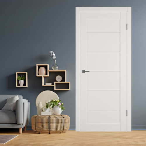 Изображение товара Межкомнатная дверь E32 белая 700х2000 мм (комплект с коробкой и наличниками)