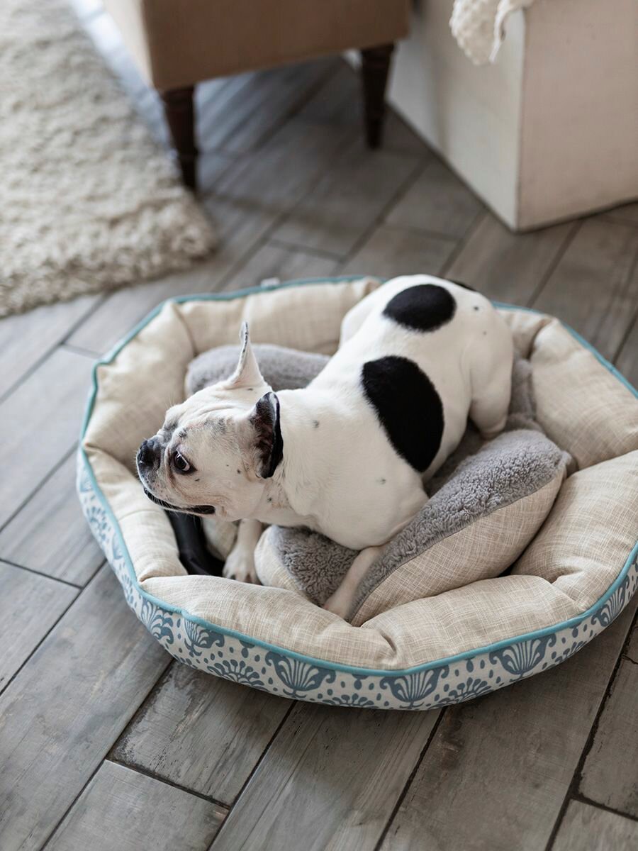 Изображение Лежанка для животных, для кошек, для собак, "Не Один Дома" Cчастливый сон, бежевый, L, 70х65х18 см