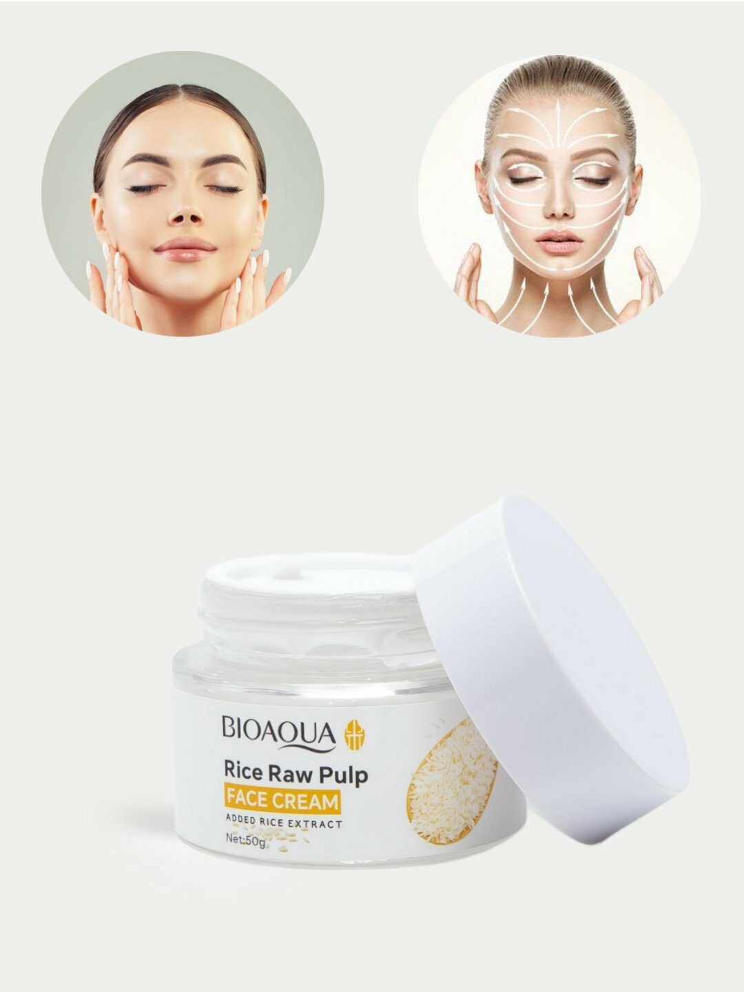 Увлажняющий крем Bioaqua, с экстрактом риса, для всех типов кожи — фото 1