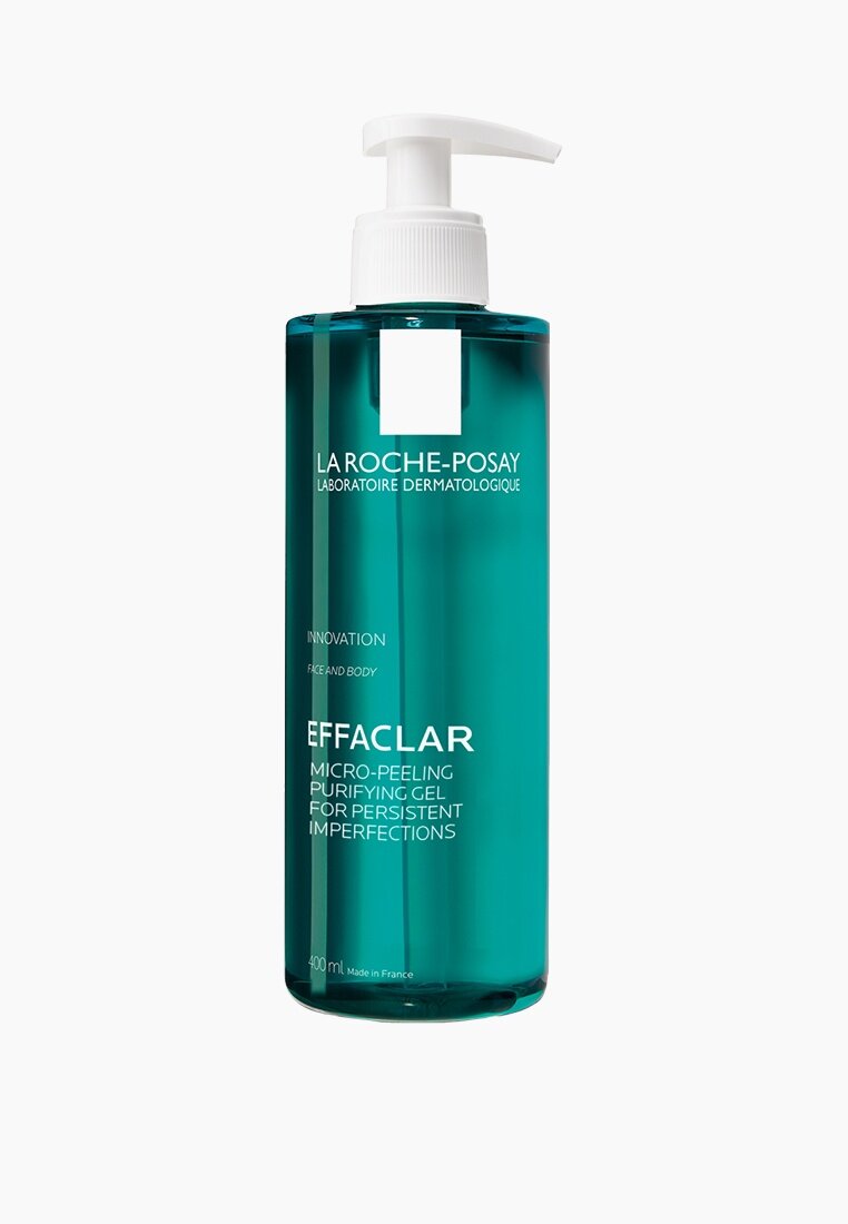 La Roche-Posay Effaclar Микроотшелушивающий очищающий гель для лица и тела от прыщей, черных точек и постакне с салициловой кислотой, для умывания жирной, проблемной кожи, 400 мл