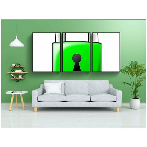 фото Набор модулных постеров для интерьера "замок, зеленый, заперто" 60x90 см. в тубусе, без рамки lotsprints