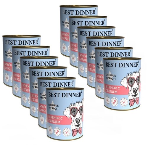 Влажный корм для собак Best Dinner Exclusive Gastro Intestinal, при чувствительном пищеварении, ягненок 1 уп. х 12 шт. х 340 г