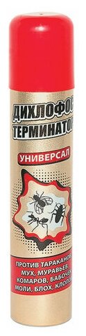Средство от насекомых 180 мл, дихлофос "Терминатор", без запаха, от всех видов насекомых, аэрозоль, 6 шт