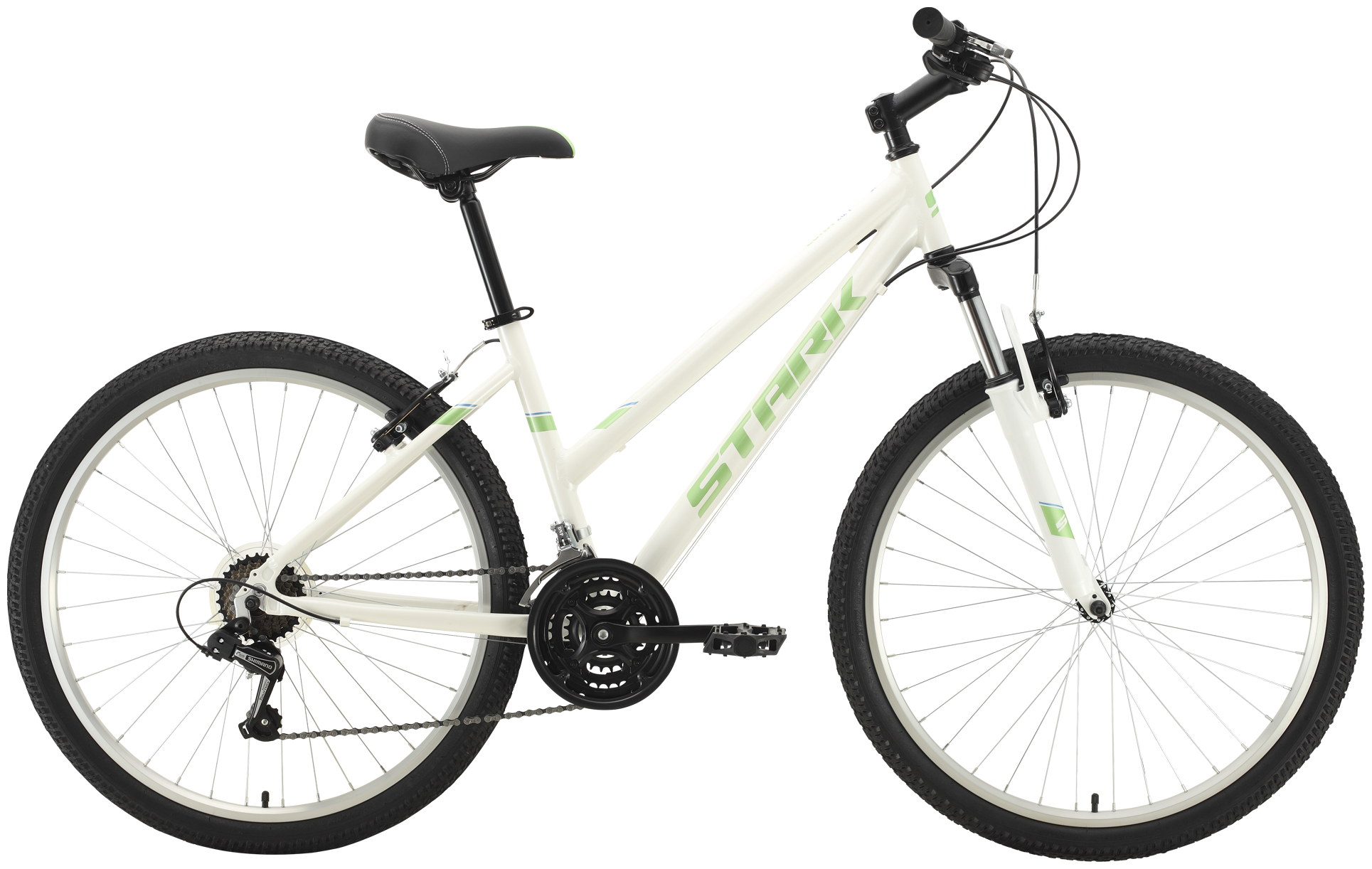 Велосипед STARK Luna 26.1 V (2021), горный (взрослый), рама 14.5", колеса 26", белый/салатовый, 15.9