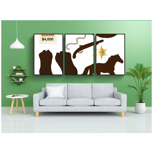 фото Набор модулных постеров для интерьера "ковбой, иконы, шапка" 60x90 см. в тубусе, без рамки lotsprints