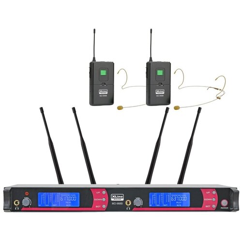 xline md 262a b радиосистема двухканальная c двумя поясными передатчиками фикс частота Радиосистема на два микрофона Xline MD-968B