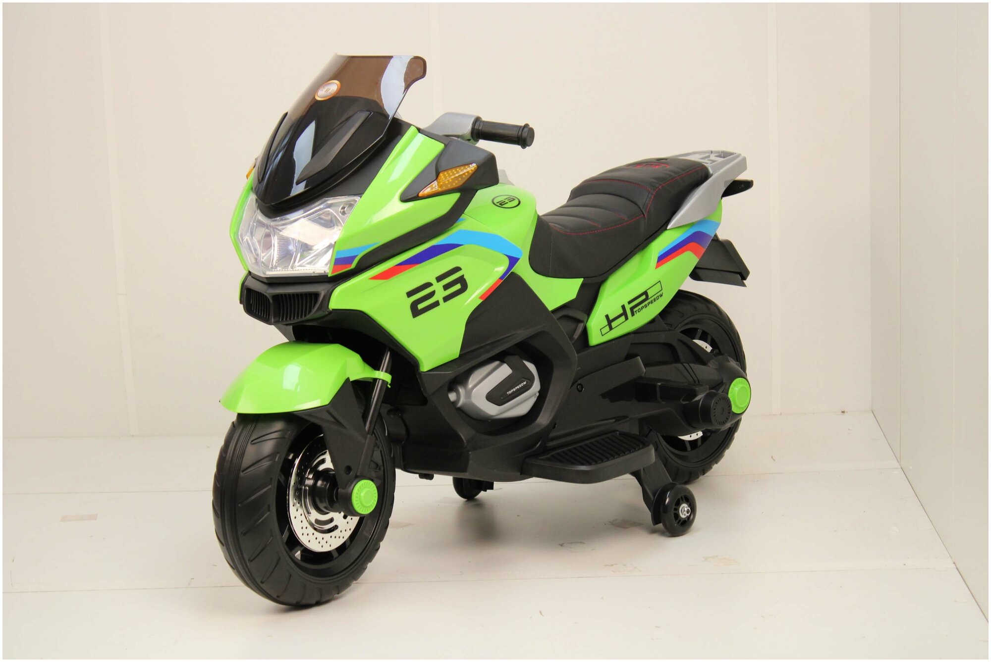 Детский электромотоцикл H222HH зеленый (RiverToys)