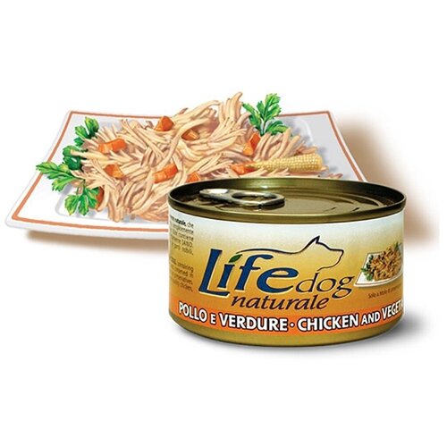 Lifedog chicken vegetables Деликатес для собак КураОвощи в желе банка 170гр 124 (34 шт)