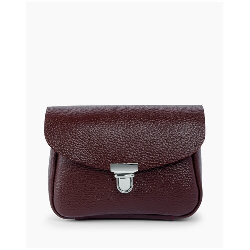 фото Женская поясная сумка из натуральной кожи бордовая a001 burgundy mini grain divalli