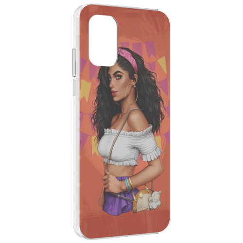 Чехол MyPads девушка-с-сумкой-мулатка женский для Nokia G21 задняя-панель-накладка-бампер