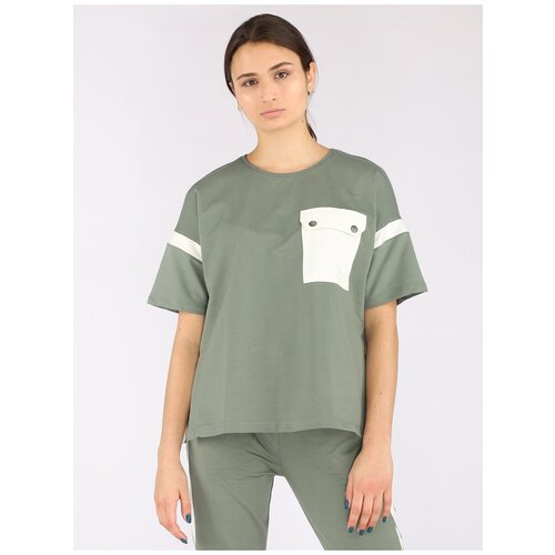 фото Женская футболка a passion play, с карманом, sq69043, короткий рукав, цвет бежевый, размер l