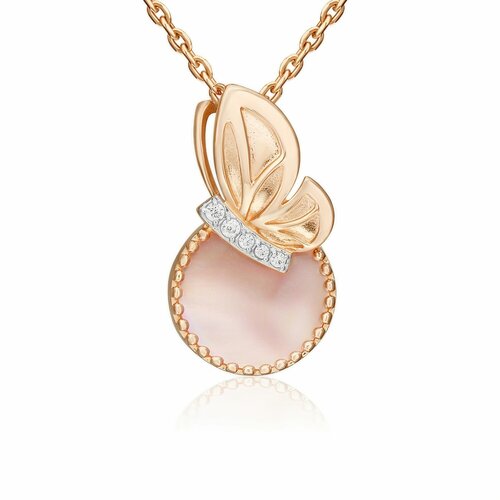 Подвеска Diamant online красное золото 585 проба фианит перламутр размер 19 см микс 19515₽