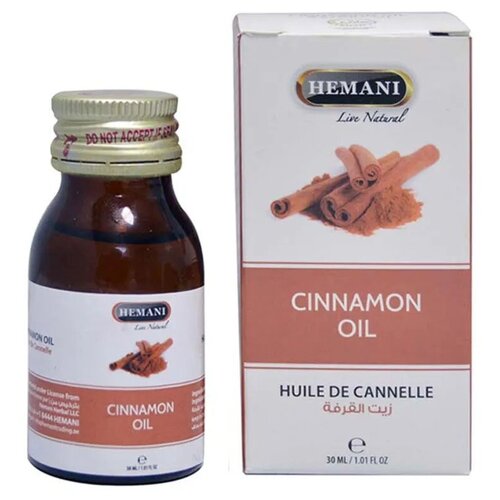Масло корицы Хемани (Hemani CINNAMON OIL) против воспалений кожи и повышения иммунитета, для ароматерапии, 30 мл., бесцветный, масло  - Купить