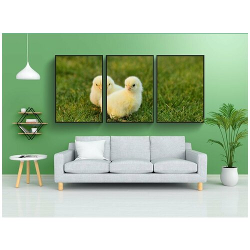 фото Набор модулных постеров для интерьера "цыпленок, пасхальный цыпленок, пасхальный" 60x90 см. в тубусе, без рамки lotsprints