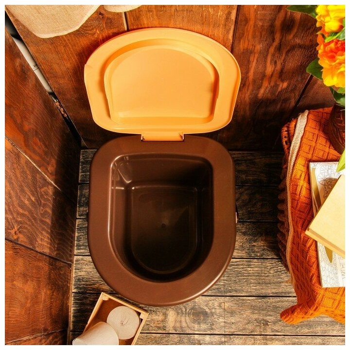 Ведро-туалет, h = 40 см, 17 л, со съёмным горшком, коричневое (1шт.) - фотография № 5