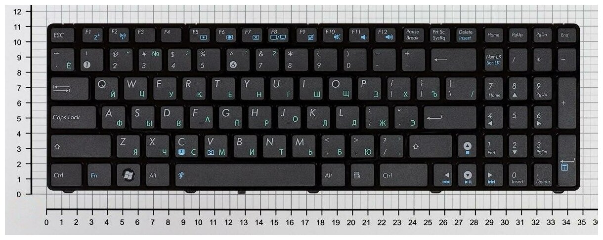 Клавиатура для ноутбука Asus A73SJ русская черная с рамкой с маленькой кнопкой Enter