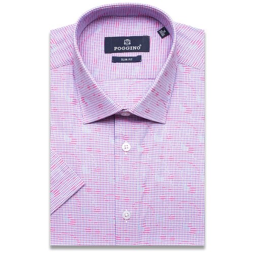 мужская приталенная рубашка с коротким рукавом рубашка с 3d принтом дональд дак ститч и микки мауки с отложным воротником в стиле харадзюк Рубашка POGGINO, размер (48)M, фиолетовый