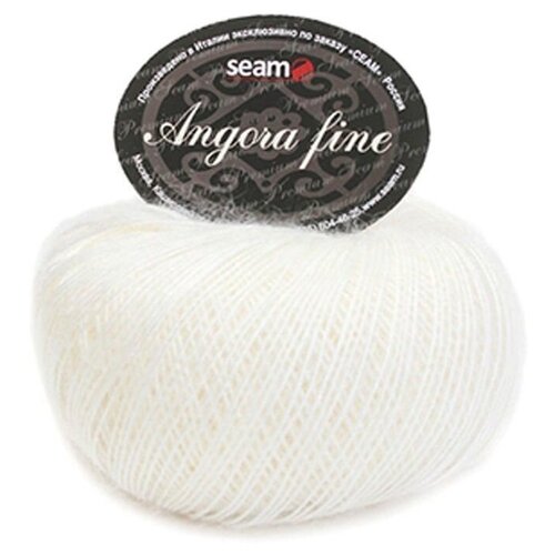 Пряжа Seam Angora Fine Цвет. 110601, белый, 2 мот, мохер - 50%, нейлон - 50%