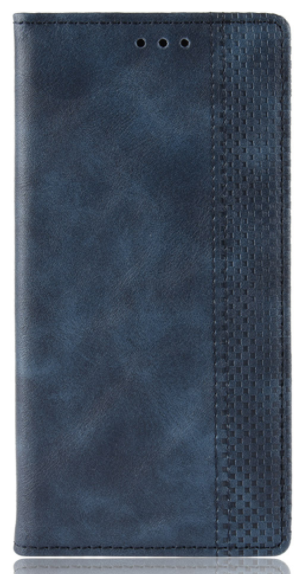 Фирменный необычный чехол MyPads для Asus ROG Phone III 3 (ZS661KS) из качественной импортной кожи с тиснением Ретро синий