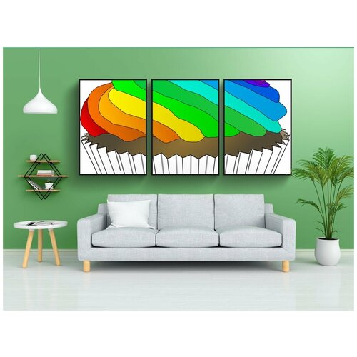 фото Набор модулных постеров для интерьера "шоколад, кекс, десерт" 60x90 см. в тубусе, без рамки lotsprints