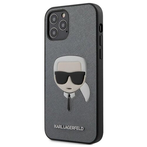фото Lagerfeld для iphone 12 pro max (6.7) чехол pu saffiano karl's head hard silver, шт karl lagerfeld