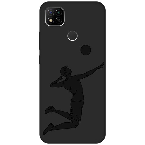 фото Матовый чехол football для xiaomi redmi 9c / сяоми редми 9с с эффектом блика черный re:pa