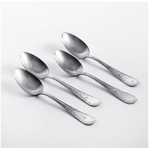 Набор столовых ложек на 4 персоны, мельхиор, Кольчугинский металлургический завод, СССР, 1990-2000 гг.