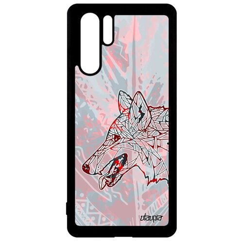 фото Защитный чехол на смартфон // huawei p30 pro // "волк" зверь древний, utaupia, розовый