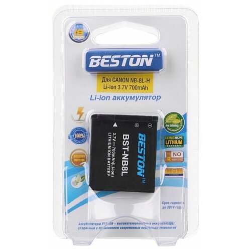 Аккумулятор BESTON для фотоаппаратов Canon BST-NB8LH, 3.7 В, 700 мАч аккумулятор beston для фотоаппаратов canon bst nb10lh 7 4 в 820 мач
