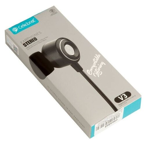 Наушники Celebrat V3 внутриканальные микрофон кнопка ответа кабель 12м черный 84900₽