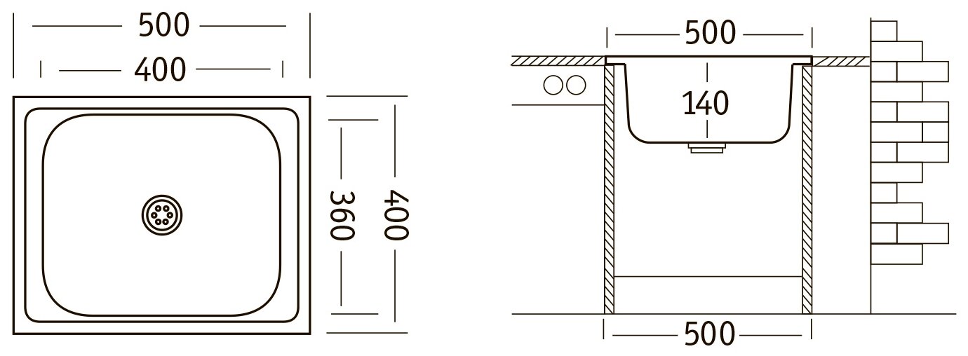 Накладная кухонная мойка "Юкинокс" Стандарт ST*500.400 (0,4) - фотография № 3