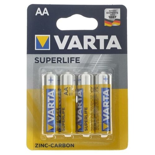 Батарейка солевая Varta SuperLife, AA, R6-4BL, 1.5В, блистер, 4 шт. батарейка aa солевая mirex r6 в термопленке 2 шт