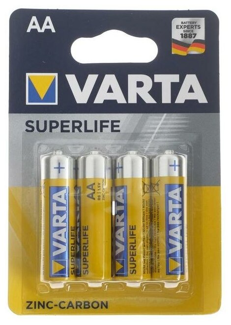 Батарейка солевая Varta SuperLife AA R6-4BL 1.5В блистер 4 шт.(2 шт.)