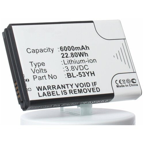 Аккумулятор iBatt iB-B1-M720 6000mAh для LG BL-53YH аккумулятор ibatt ib b1 m461 800mah для lg lgip 570a