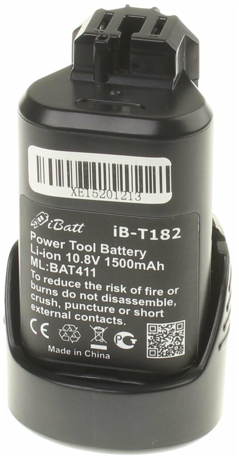 Аккумулятор iBatt iB-U2-T182 1500mAh для Bosch GSR 10.8-2-LI L-BOXX GWB 10.8-LI GDR 10.8 V-LI GUS 10.8 V-LI GOP 10.8 V-LI Set PS40-2 GSR 10.8-2-LI-0 PS20-2 GSC 10.8 V-LI