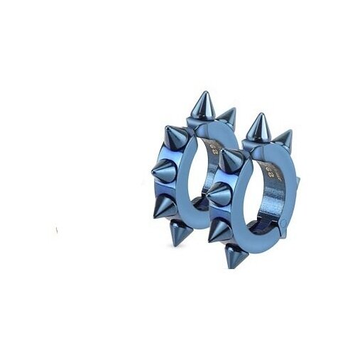 фото Серьги каффы spikes, нержавеющая сталь, размер/диаметр 17 мм., голубой