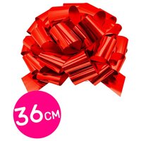 Бант Шар Riota для украшения подарков, интерьера и цветочных композиций, Красный, Металлик, 36 см, 1 шт.