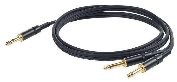 Proel CHLP210LU15 Инсертый кабель, 6.3 джек стерео <-> 2 х 6.3 джек моно, 1,5м
