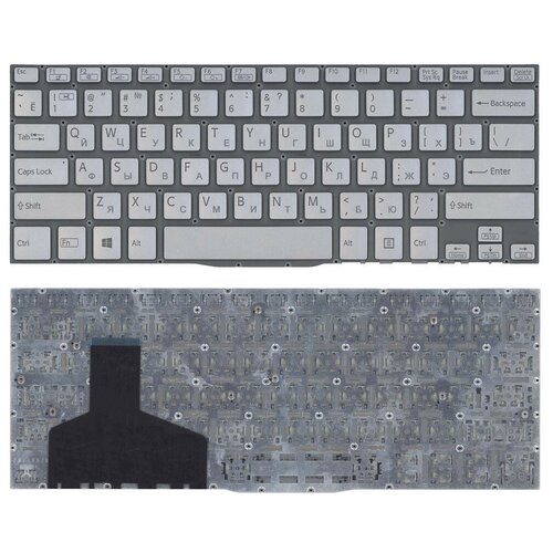 Клавиатура для ноутбука Sony VAIO SVF14 серебристая с подсветкой без рамки 1488₽