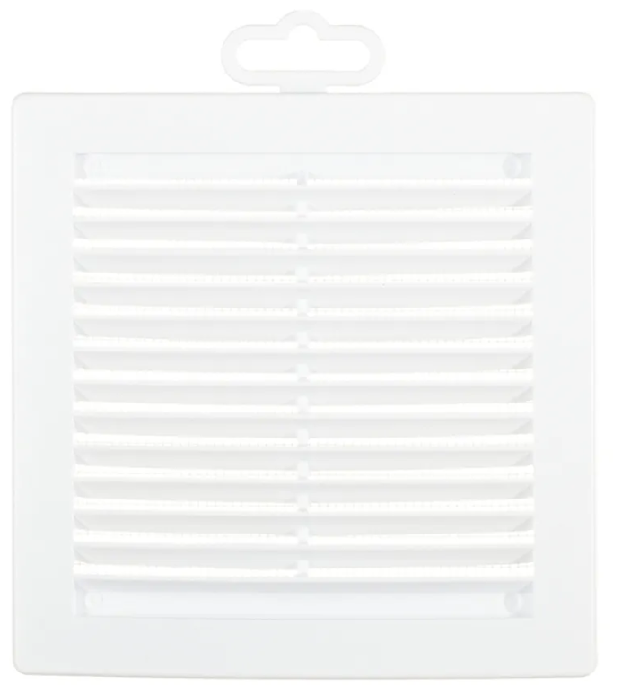 Решетка белая вентиляционная пластиковая приточно-вытяжная (208х208 мм) с антимоскитной сеткой
