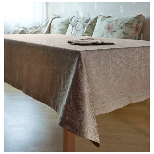Скатерть 180х320 и 12 салфеток Gamba 9883 Nocciela бежевая (Товары от 5 тыс)