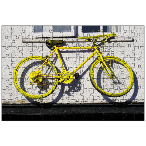фото Магнитный пазл 27x18см."велосипед, желтый, верховая езда" на холодильник lotsprints