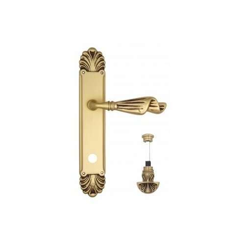 Дверная ручка Venezia OPERA WC-4 на планке PL87 французское золото + коричневый