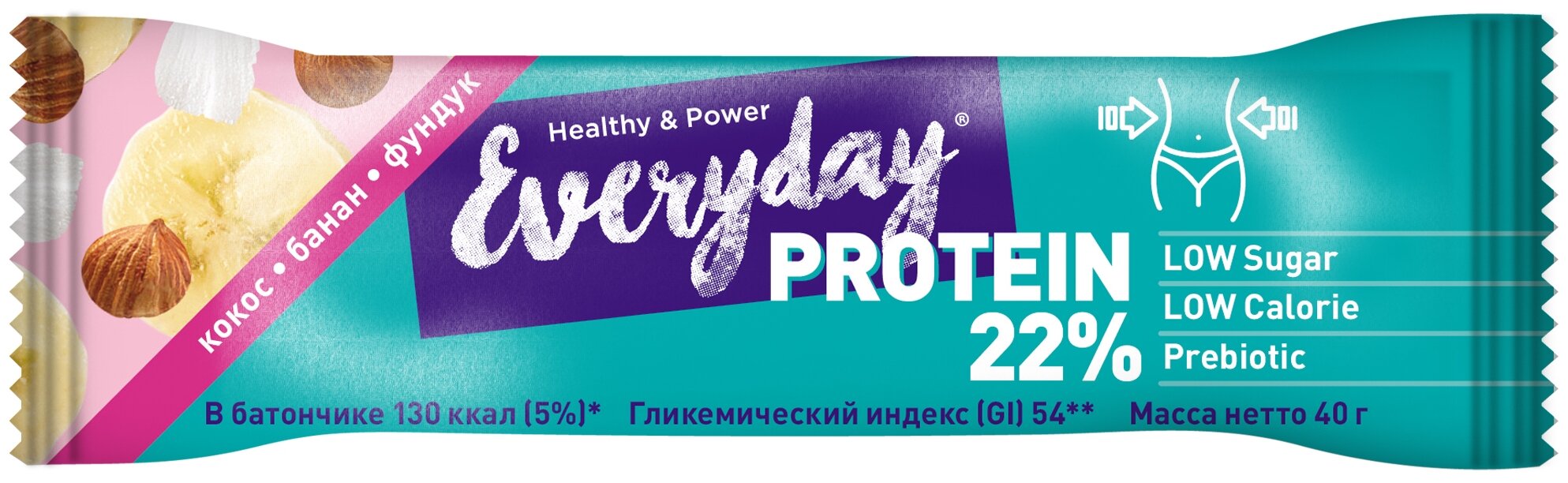 Протеиновый батончик EVERYDAY 22% PROTEIN банан, кокос и лесной орех, п/п 40г