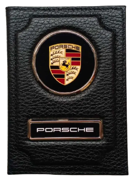 Обложка для автодокументов и паспорта Porsche (порше) кожаная флотер