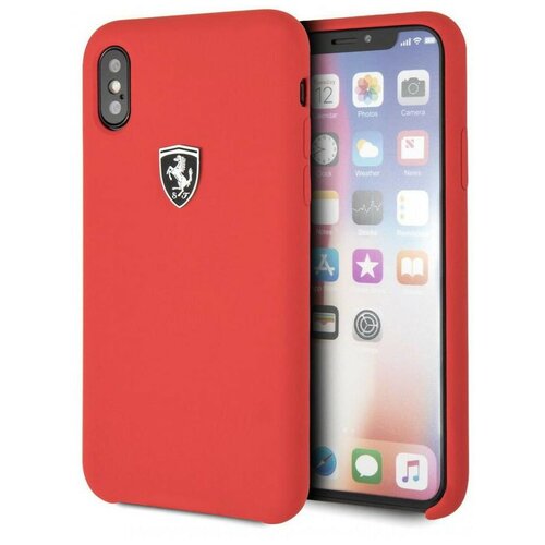 фото Чехол cg mobile ferrari silicone rubber silver logo hard для iphone x/xs, цвет красный (feosihcpxre)